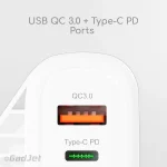 CH40 Gadjet Rapid 2-Port Power Adapter Quick Charge 3.0 + Type-C PD Ports