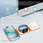 CH41 3-in-1 Foldable Wireless Charging Mat Functions
