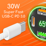 GadJet CH46 Rapid 4-Port Car Charger - 30W Super Fast