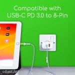 GadJet Long 2-in-1 Rapid Charge & Sync Cable - compatible with usb-c to 8-pin