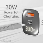 GadJet CH65 GaN 2-Port LED Power Adapter - 30W Powerful Charging