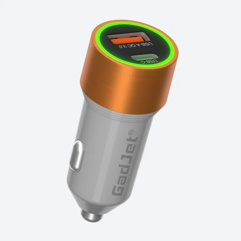 USB-C + USB-A QC Car Charger