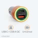 GadJet CH47 USB-C + USB-A 18W QC Car Charger - Ports
