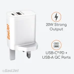 GadJet CH51 20W USB-A QC + USB-C PD Wall Charger - Output