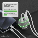 GadJet CH70 Rapid 3-Port Car Charger - 48W Charging Max