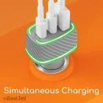GadJet CH70 Rapid 3-Port Car Charger - Simultaneous Charging