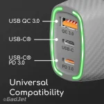 GadJet CH70 Rapid 3-Port Car Charger - Universal Compatibility