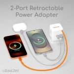 GadJet CH72 GaN 2-Port Retractable Power Adapter - 2-Port Retractable Power Adapter