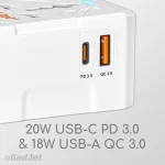 GadJet CH73 Rapid 2-Port World Travel Adapter - 20W USB-C PD 18W USB-A QC