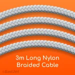 GadJet CA51 Extra Long Charge & Sync Cable - 3m Nylon Braided